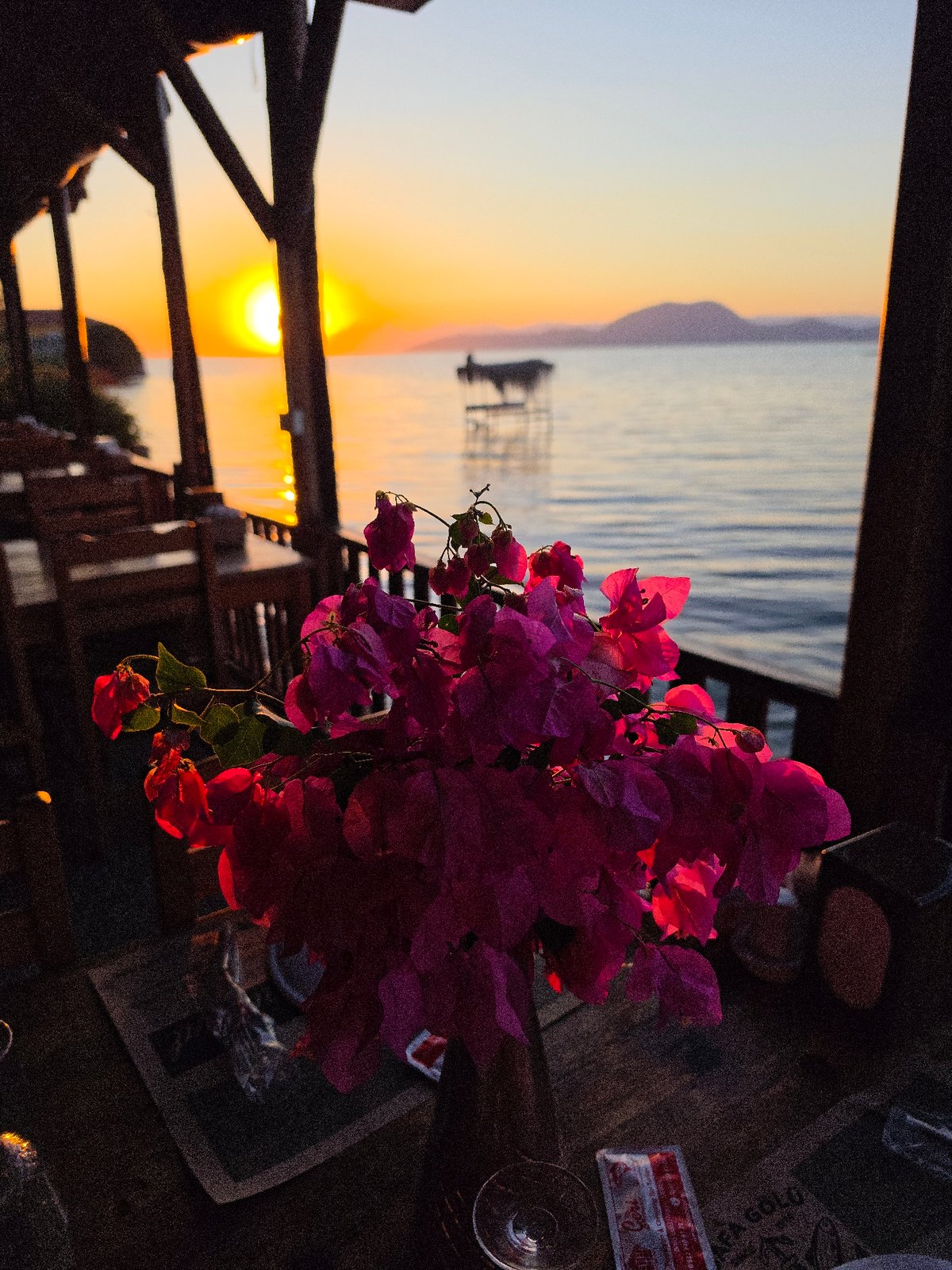 Sunset from a lakeside cafe near Milas, Turkey