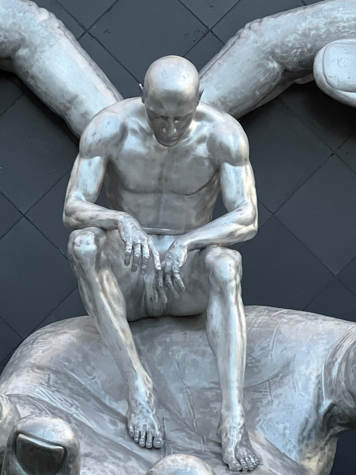 Afternoon park life documented around sculpture in Krasnodar