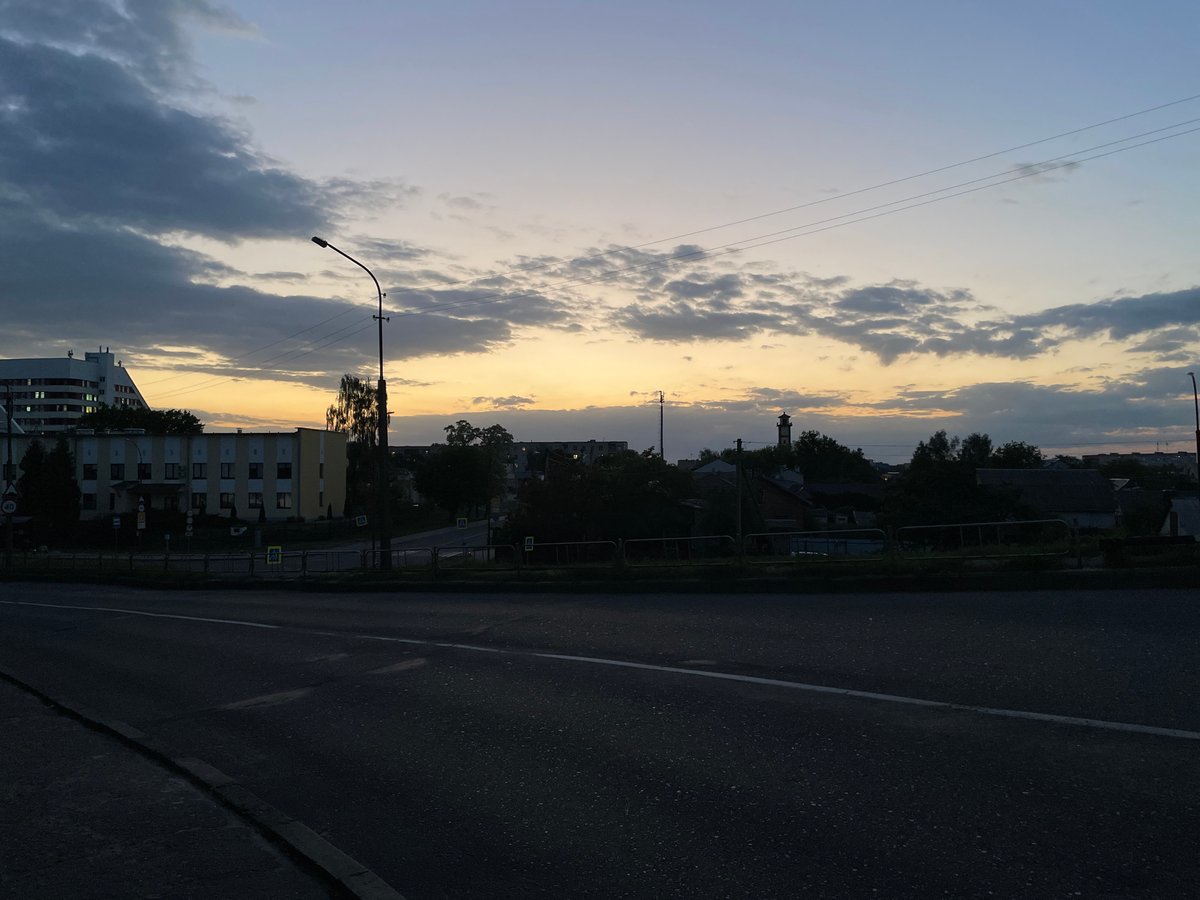 Blue train car spotted at dusk in Brest, Belarus