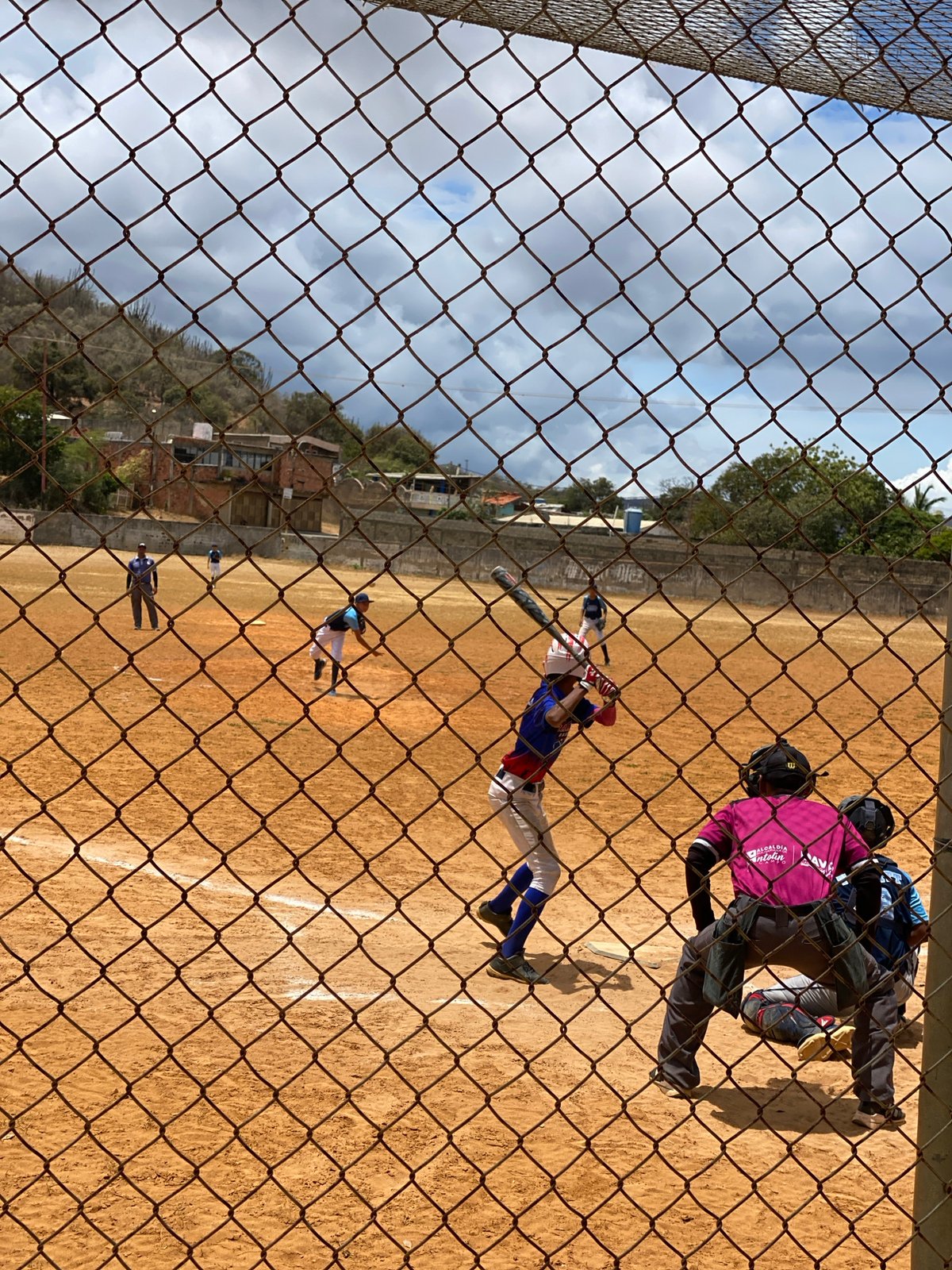 Baseball game underway in Juangriego, Venezuela