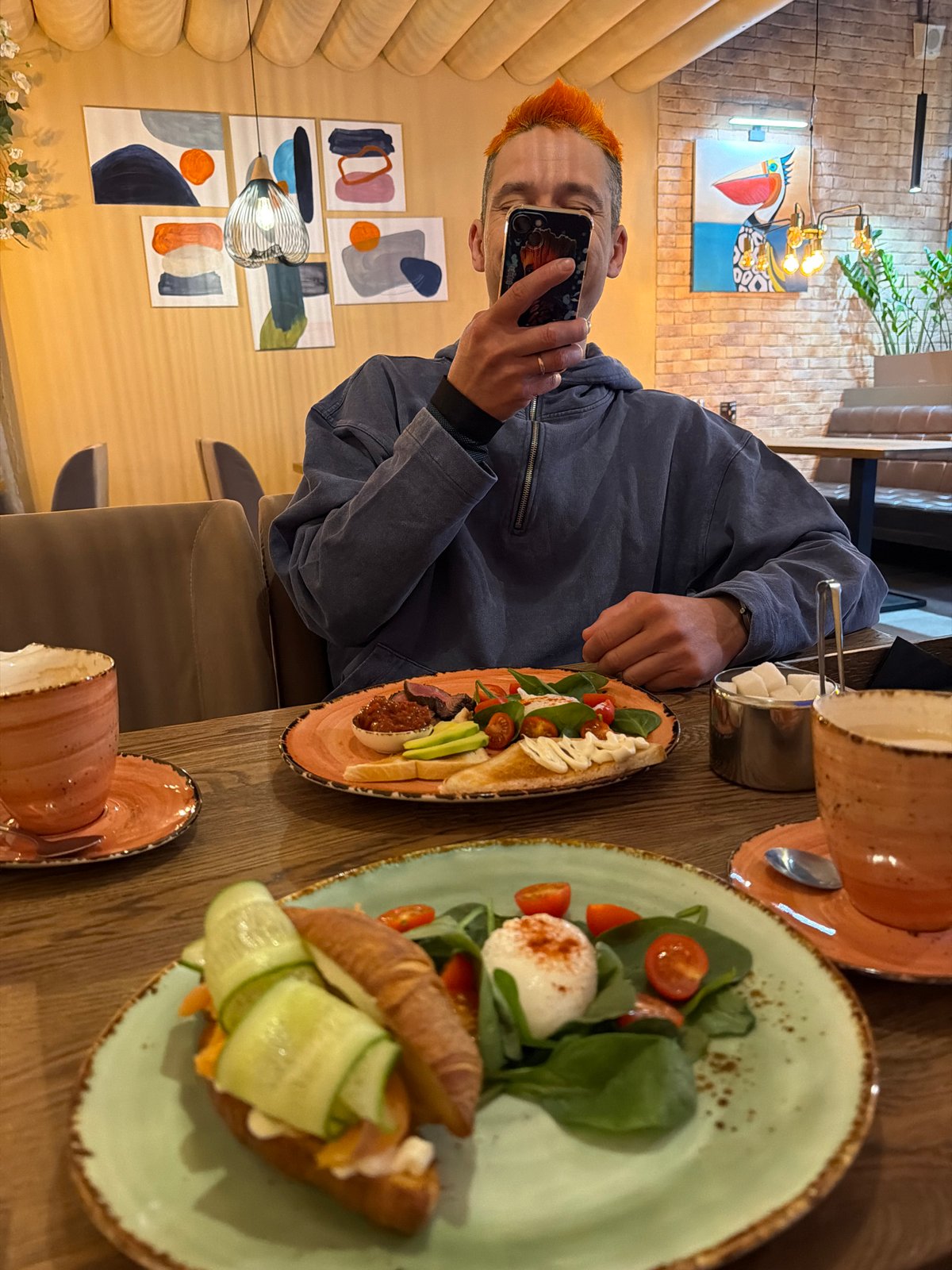 Early morning coffee date documented at Chaikovsky restaurant