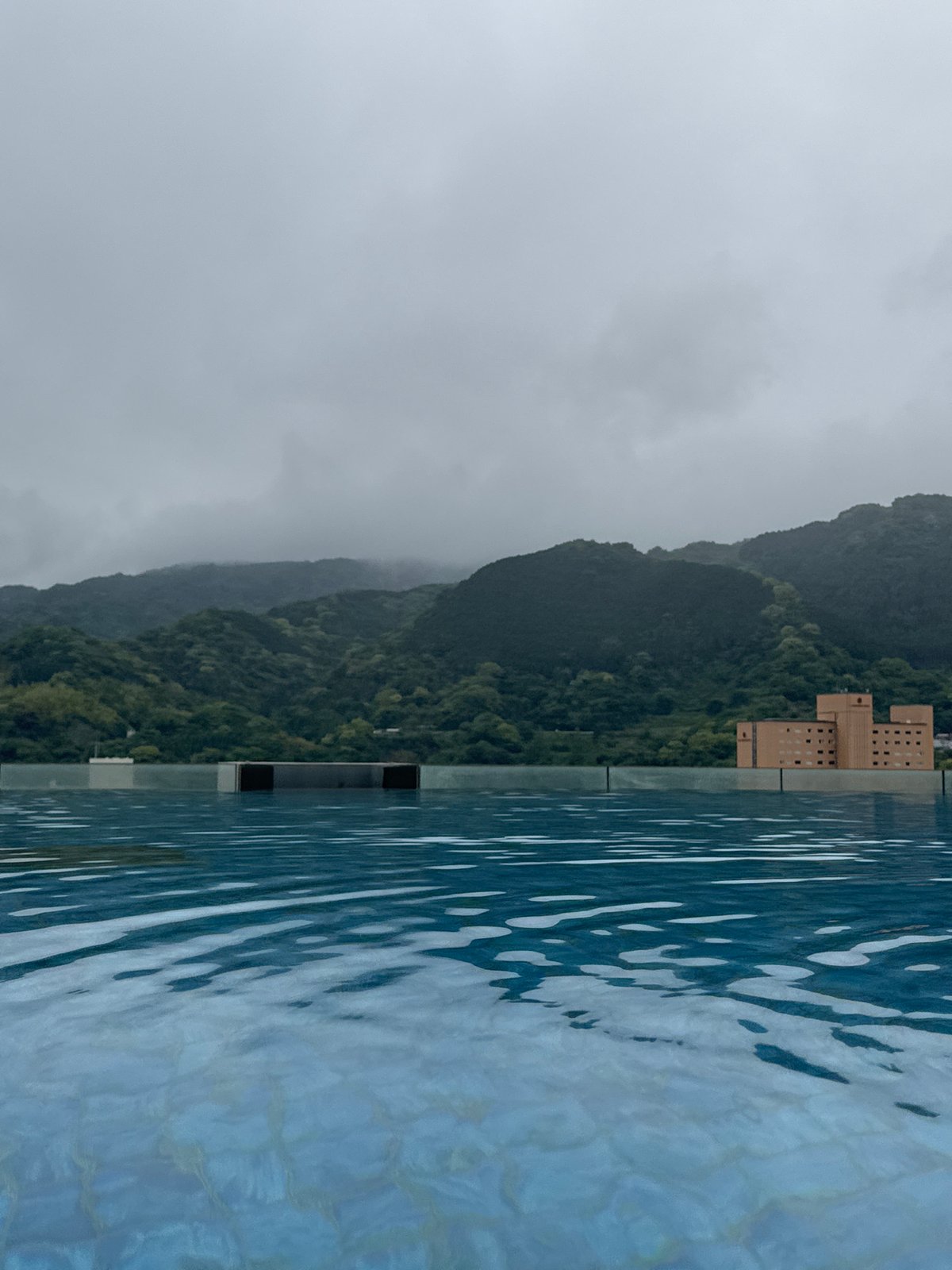 Elevated pool view captured in Beppu, Japan