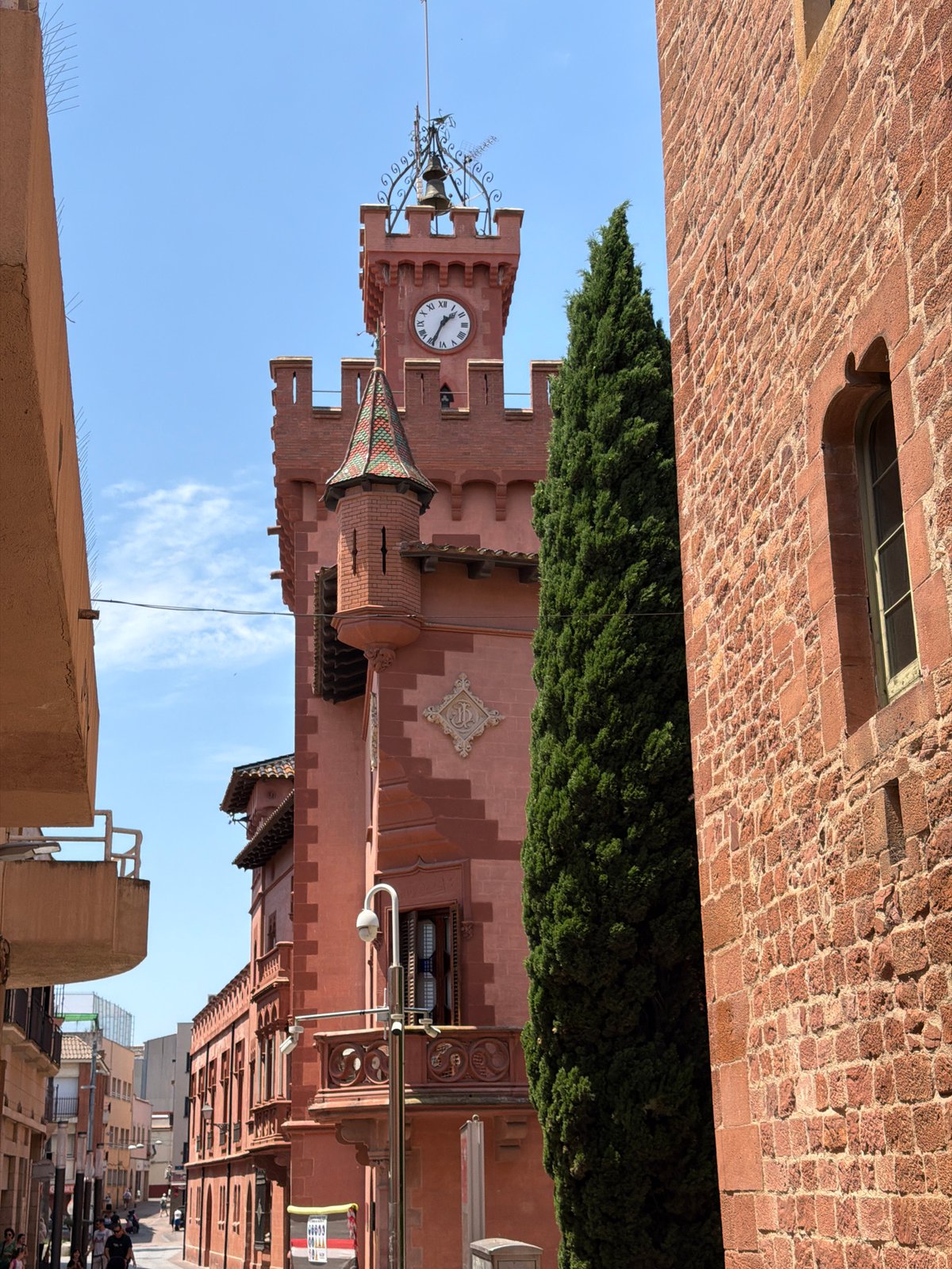 Skateboarding session among blooming jacarandas in historic Viladecans