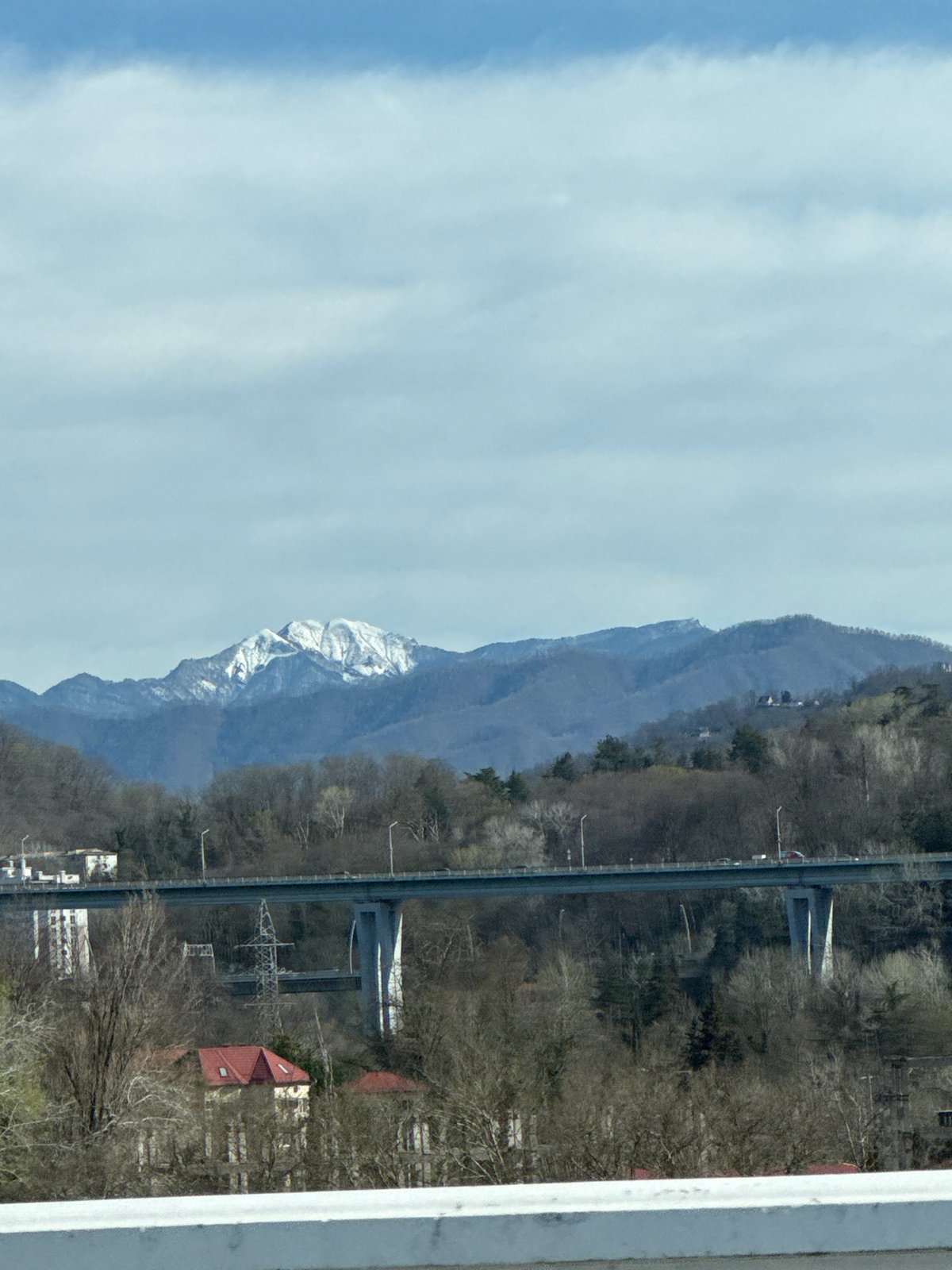 Morning street scenes captured in Sochi showing mountains and architecture