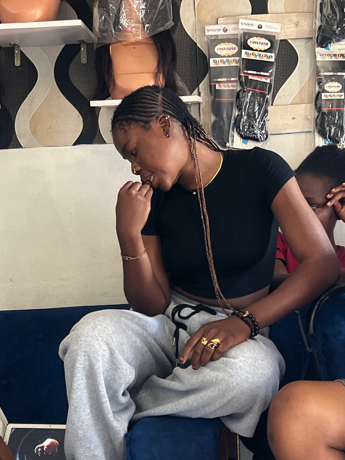 Relaxed morning at a hair shop in Jos, Nigeria