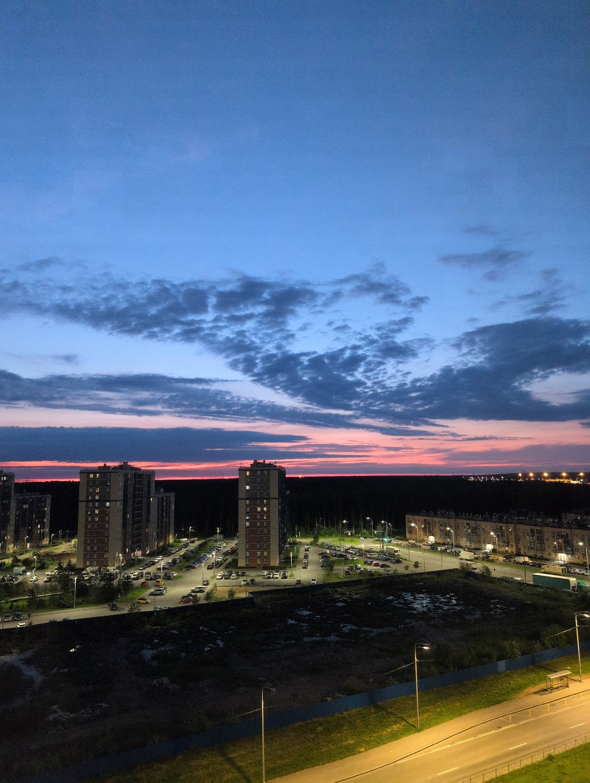 Saint Petersburg skyline at twilight, July evening