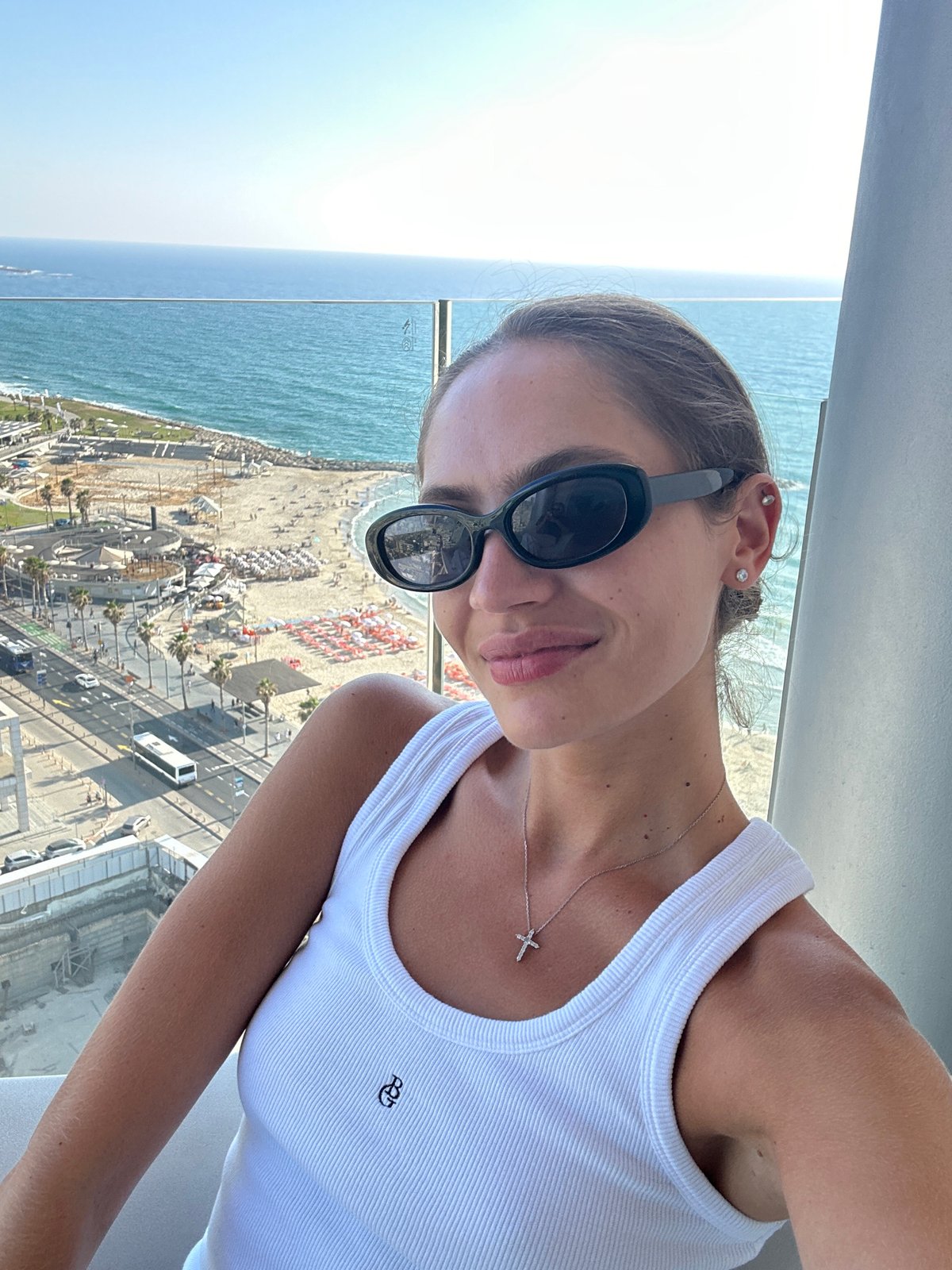 Sunny afternoon on a Tel Aviv balcony overlooking the sea