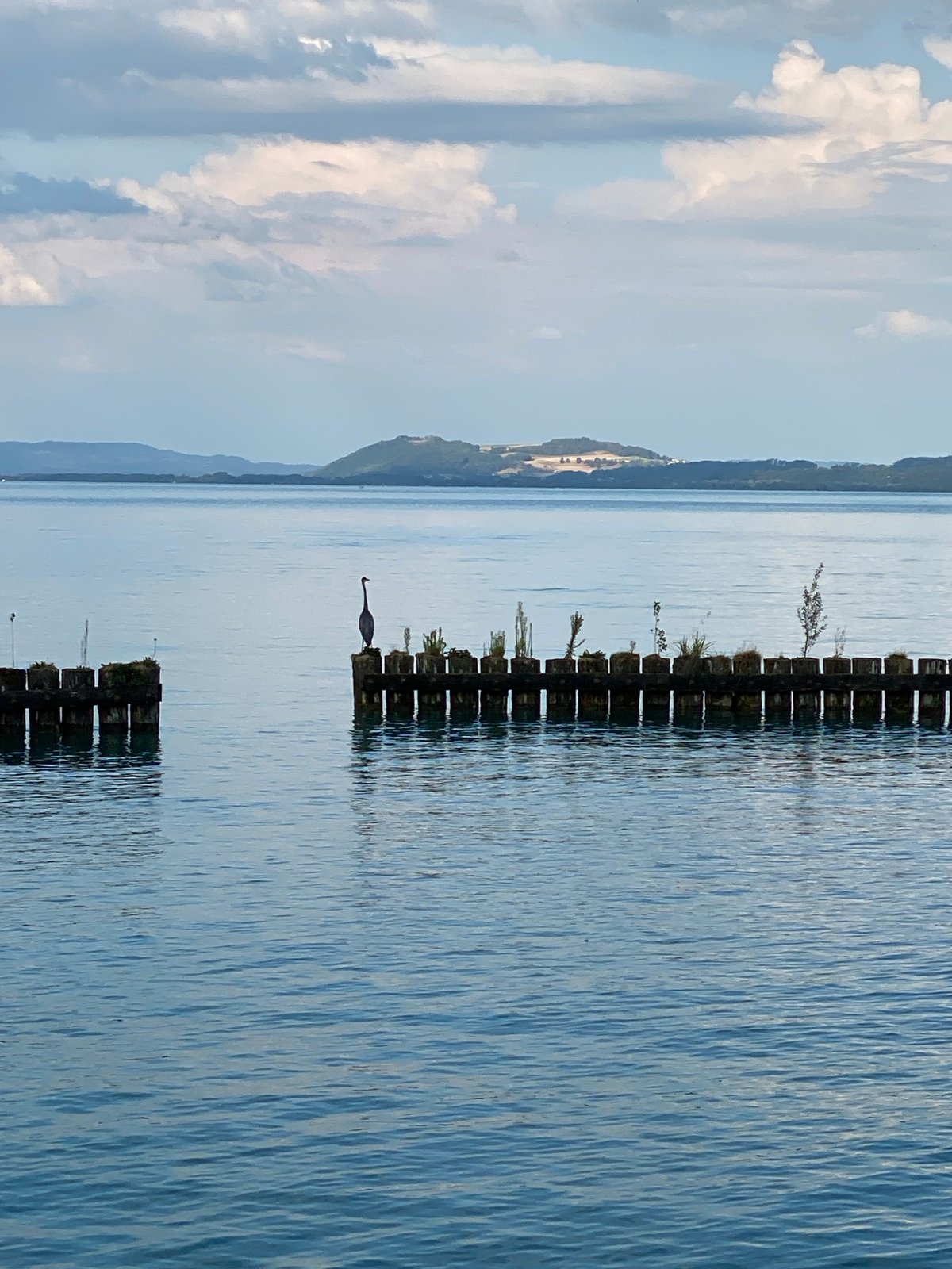 Overcast afternoon on a Swiss lake near Boudry