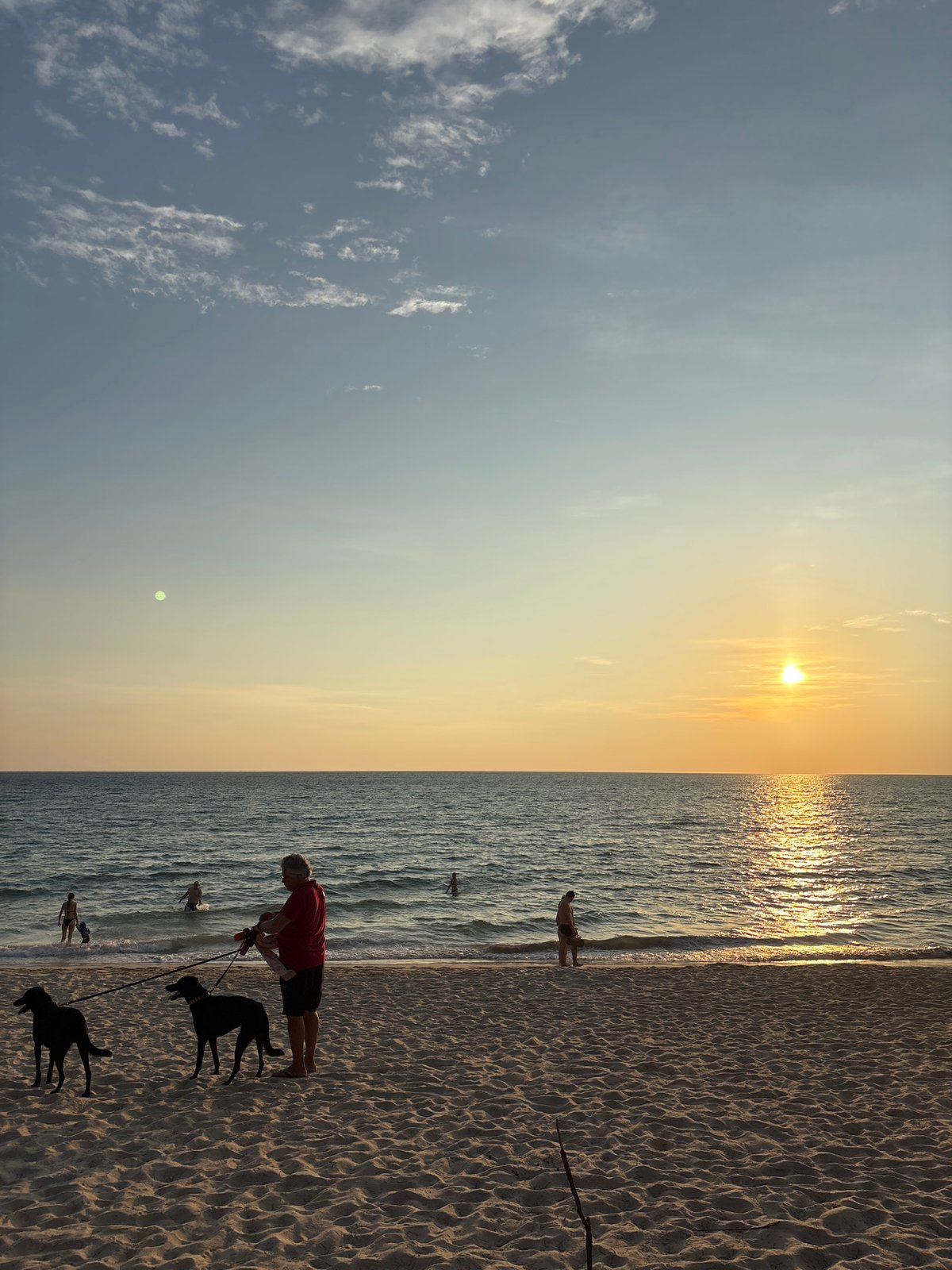 Sunset beach scenes documented in Choeng Thale, Thailand
