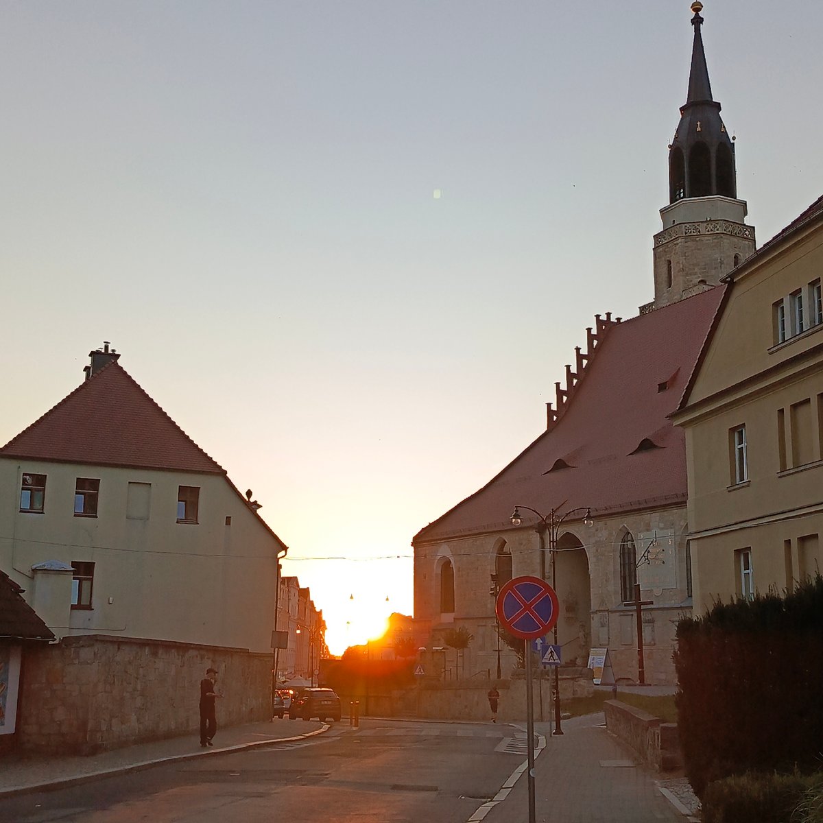 Golden-hour light hits a Bolesławiec street, Poland
