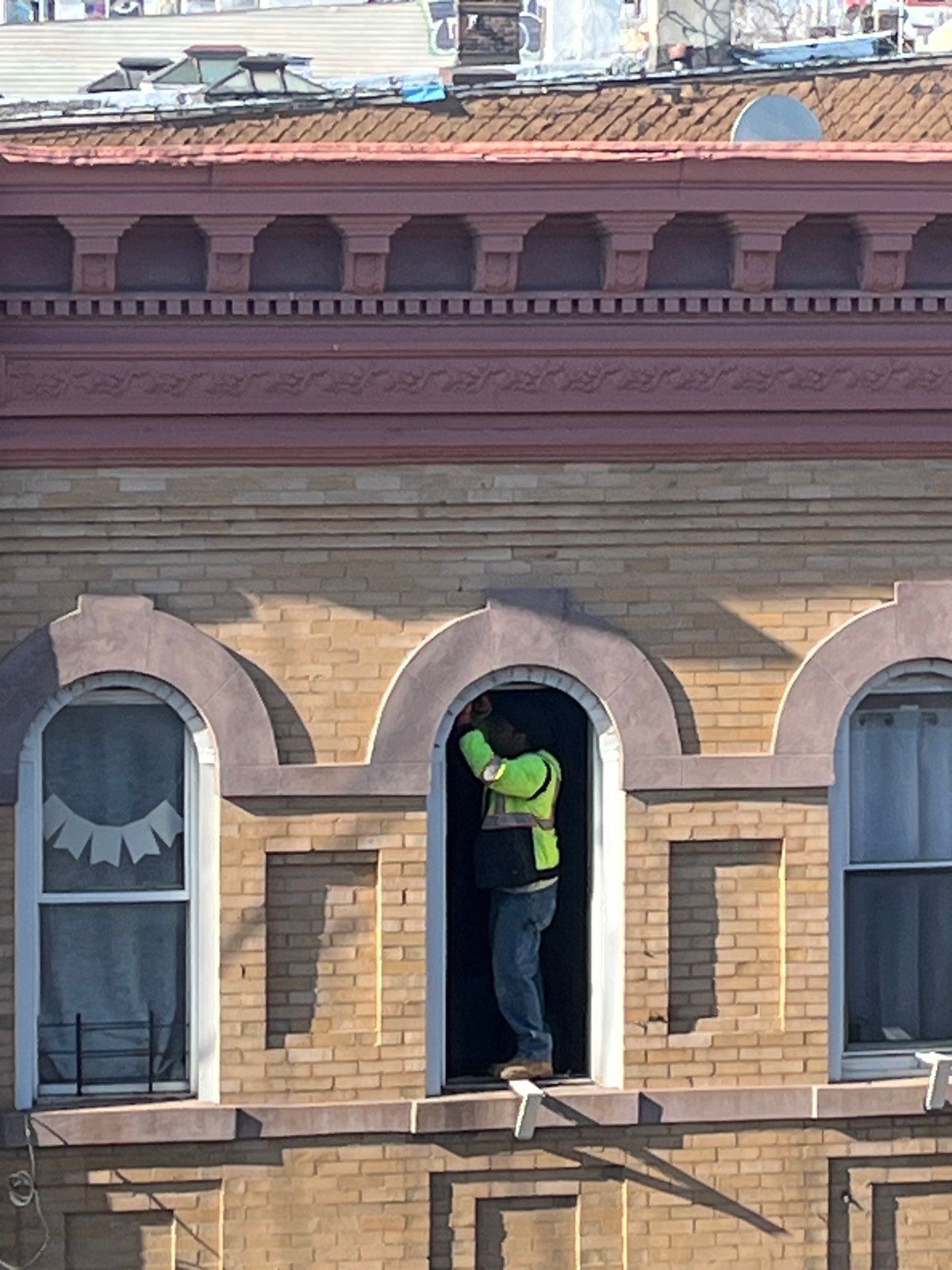 New Yorkers document aging brick architecture in afternoon observations