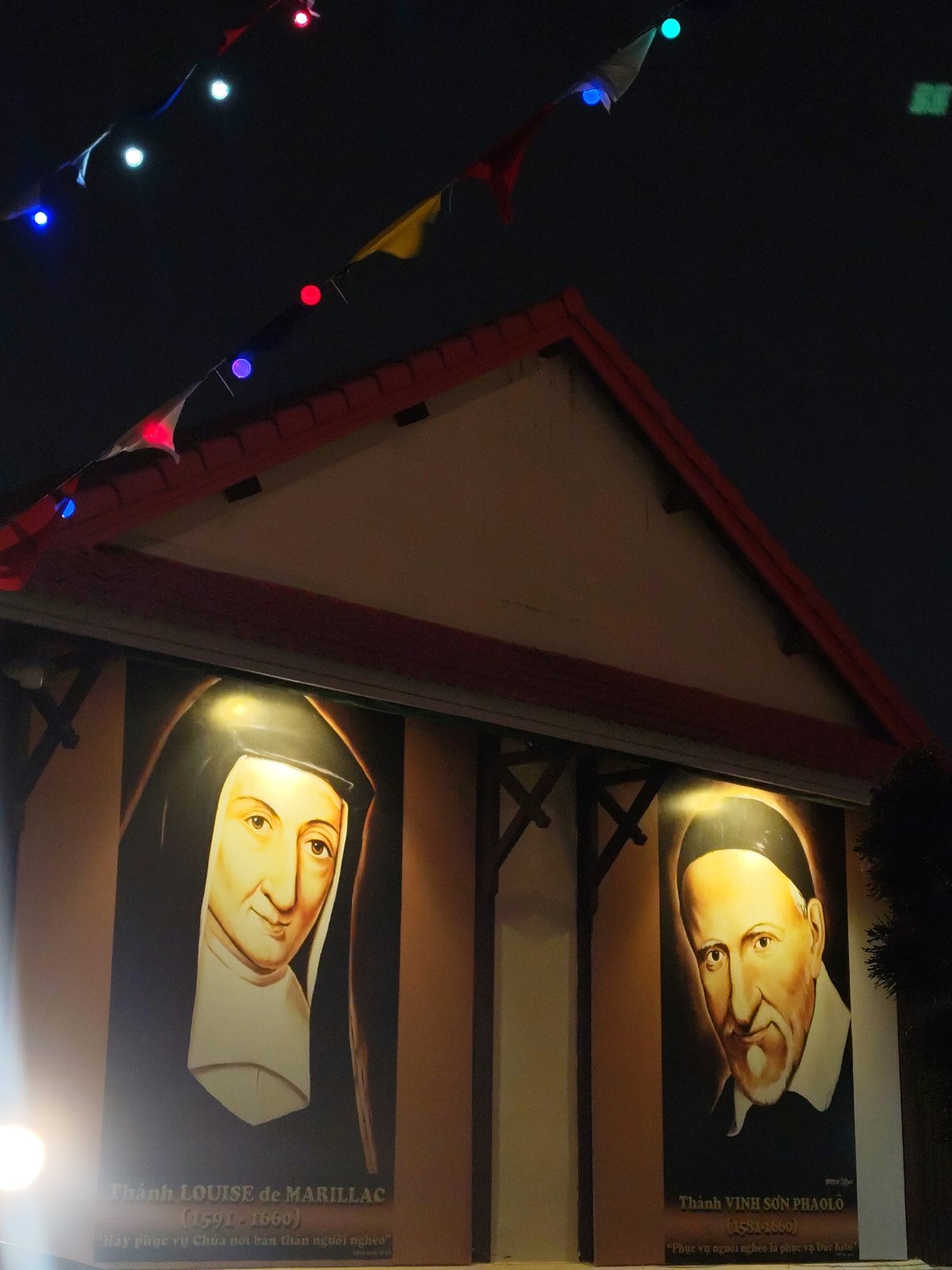 Illuminated Catholic church documented by witnesses in Da Lat, Vietnam