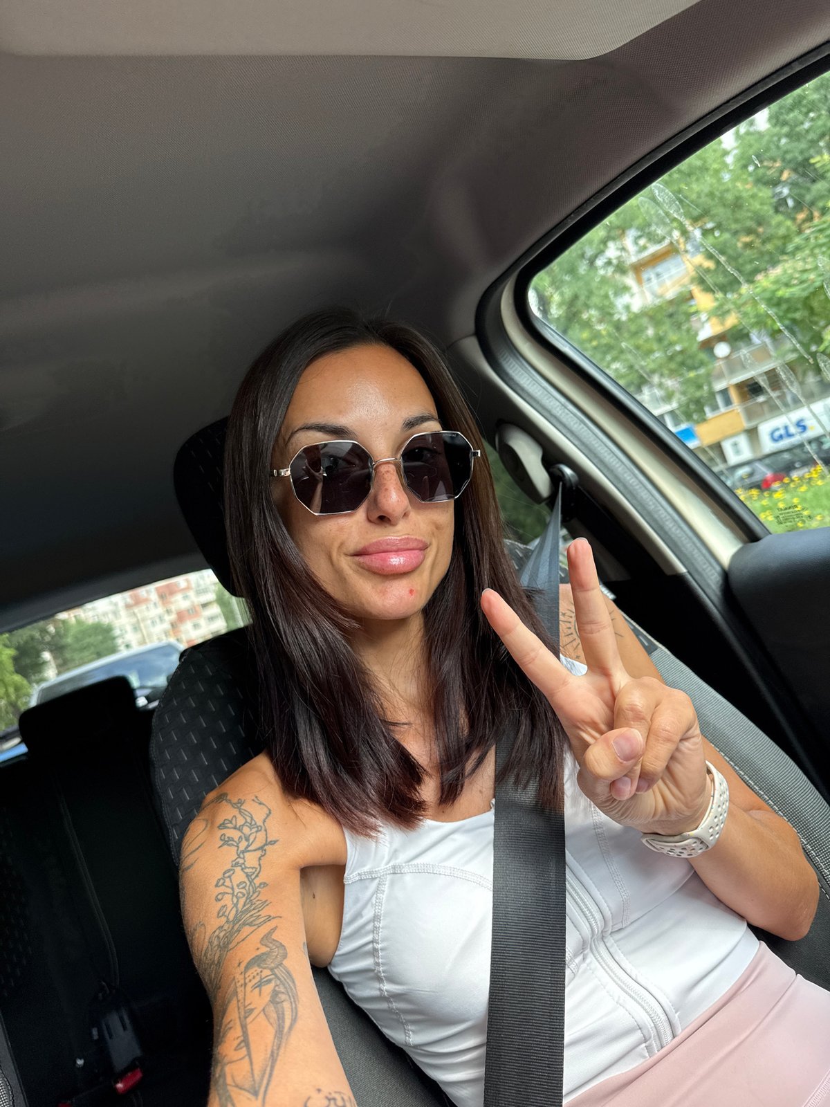 Two-finger pose from the driver's seat in Pleven
