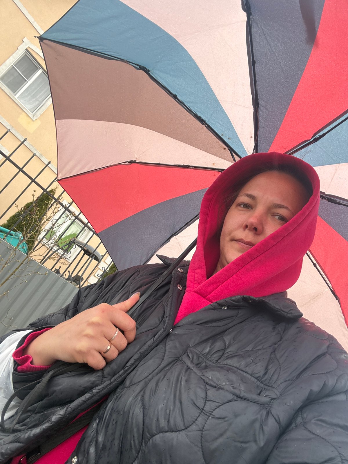 Wet umbrella spotted in Dmitrov amid apparent rainfall
