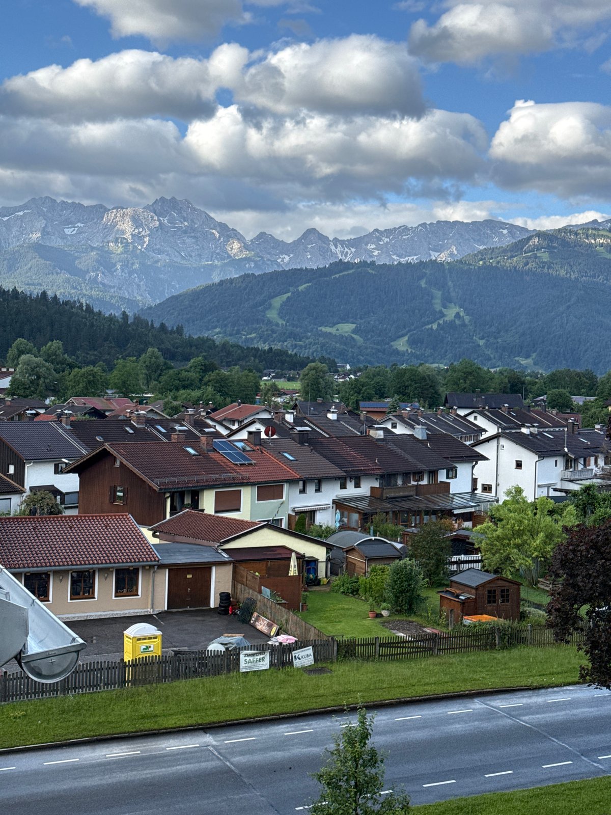 Morning balcony views captured across Garmisch-Partenkirchen residential area
