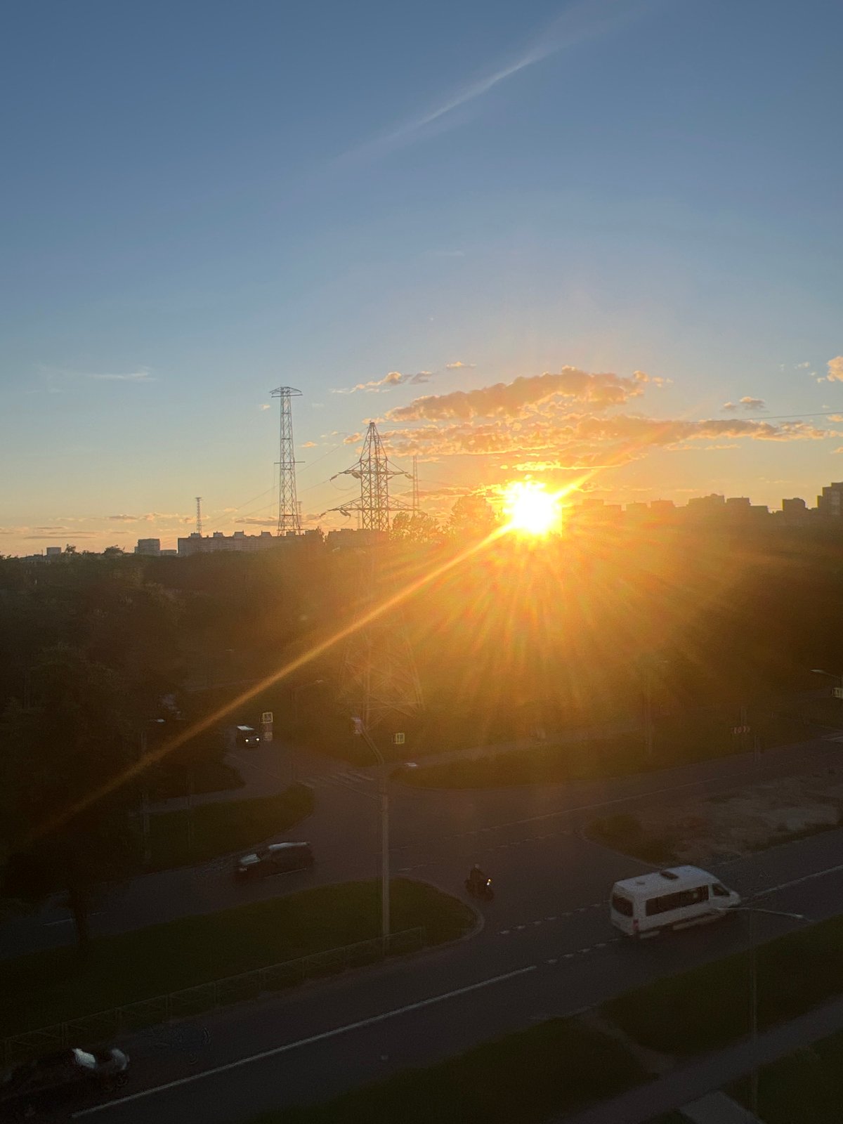 Golden sunset over Saint Petersburg's skyline, June evening