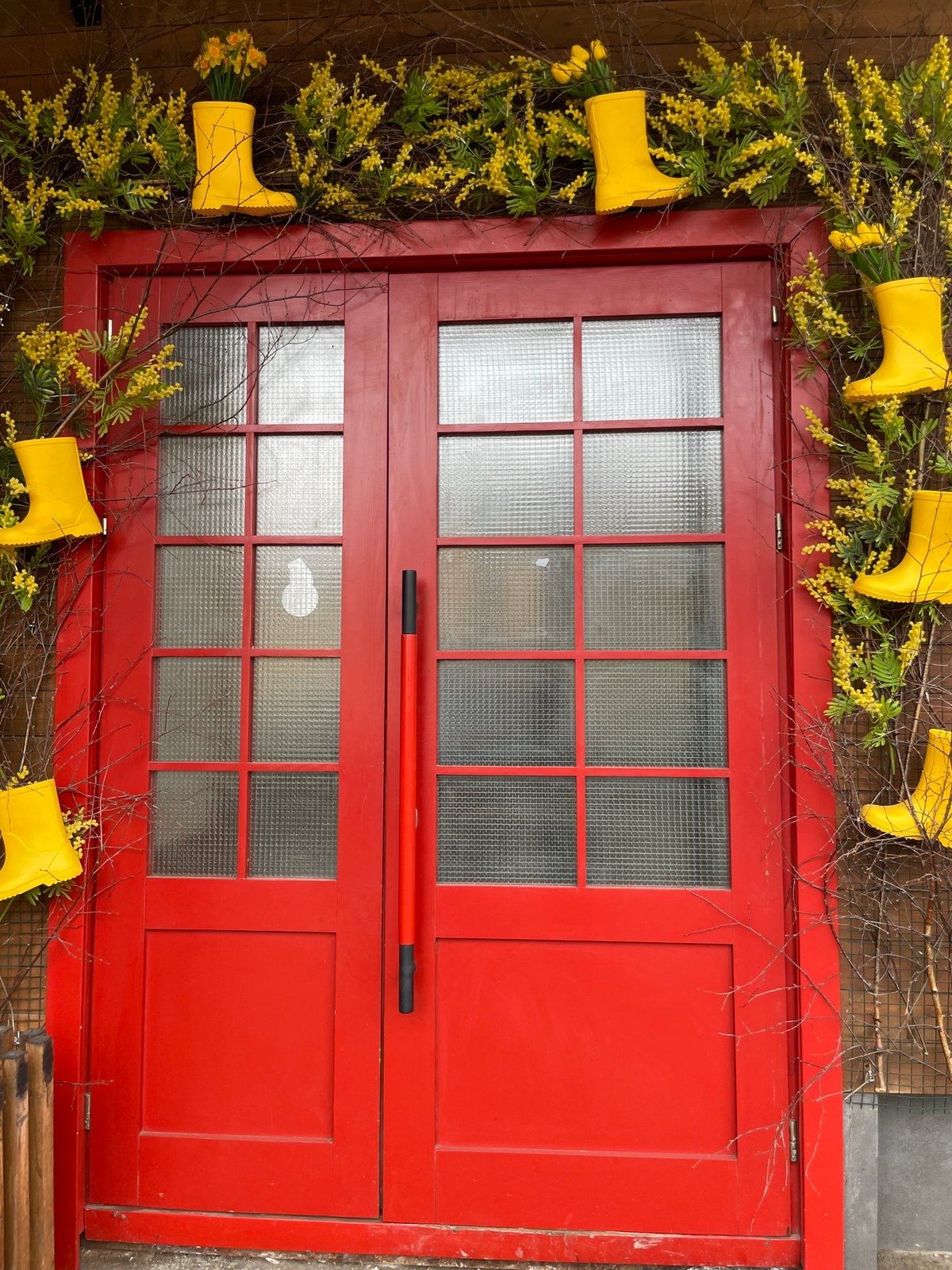 Decorated red door spotted in Izhevsk, Russia