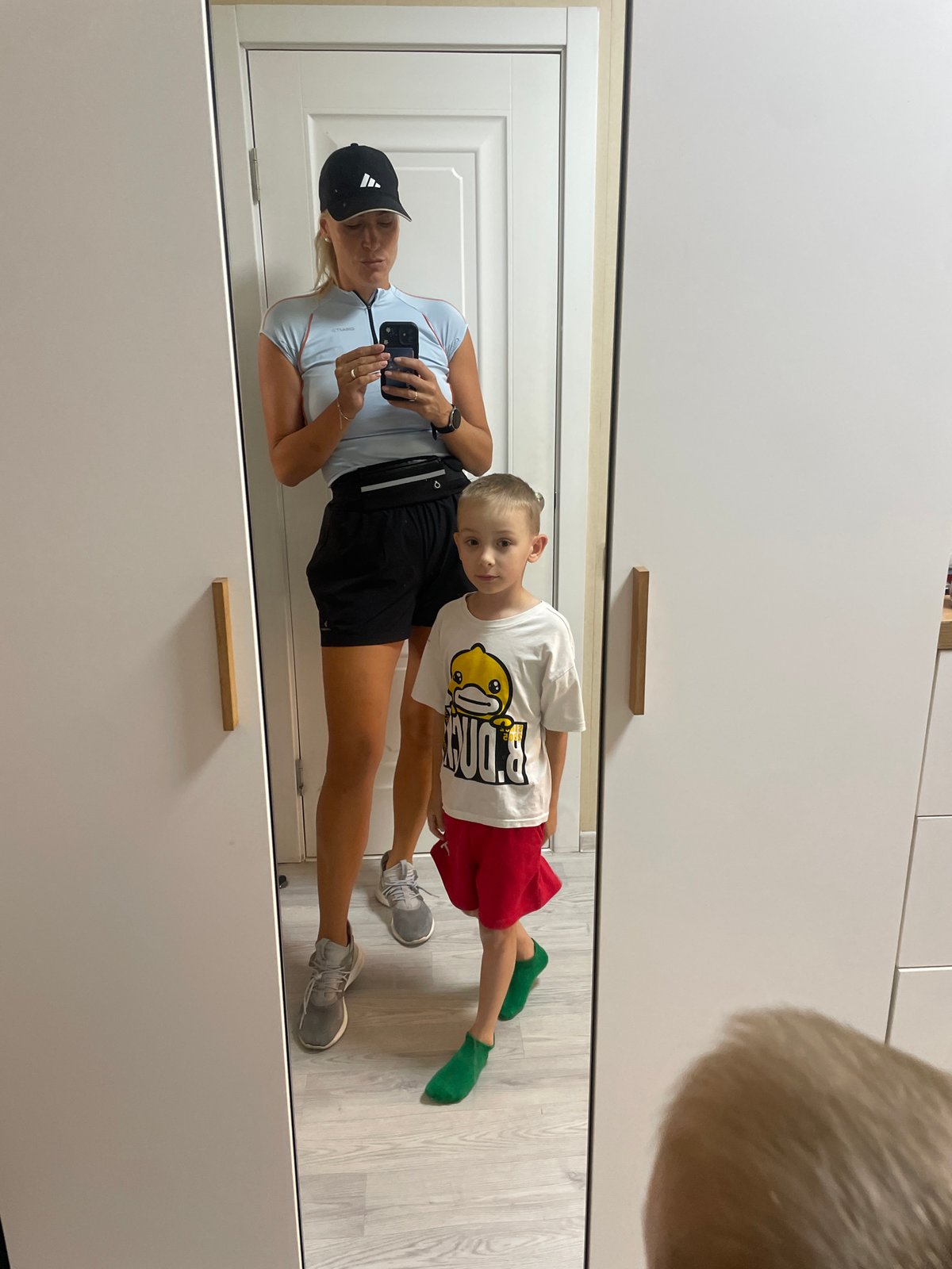 Mirror selfies at home, then heading out on a sunny day