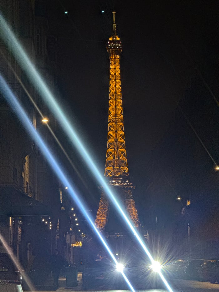 Personal evening moments documented across Paris locations