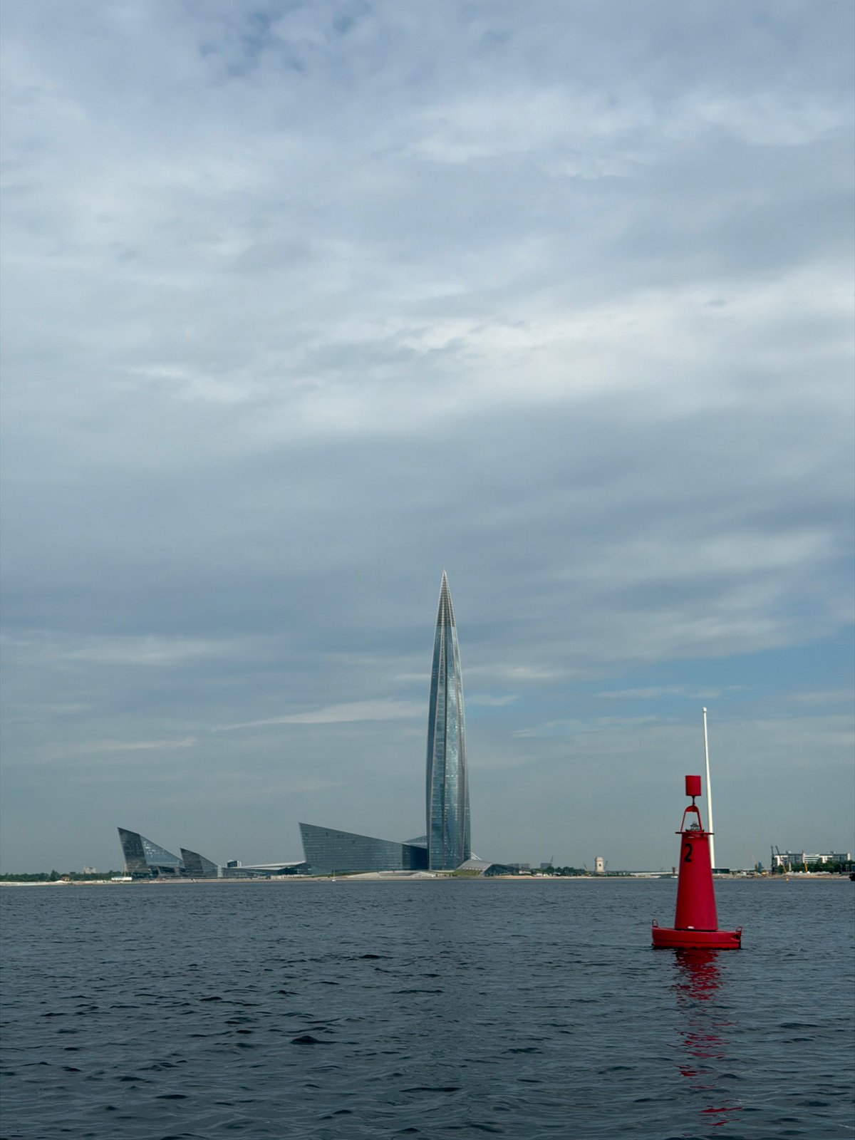 Saint Petersburg skyline documented from water during morning sailing