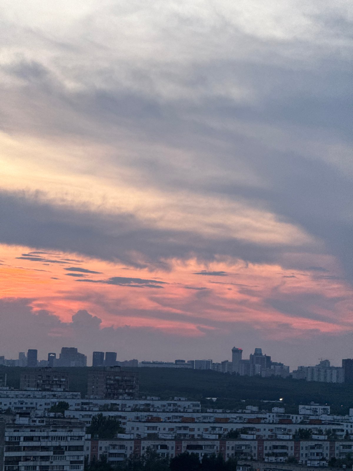 Evening sunset views captured across Moscow outskirts