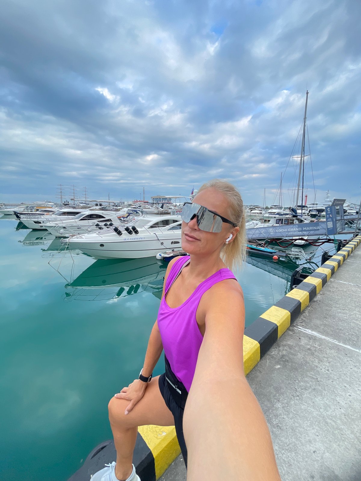 Sochi waterfront morning: marina, beach jogging, and local landmarks