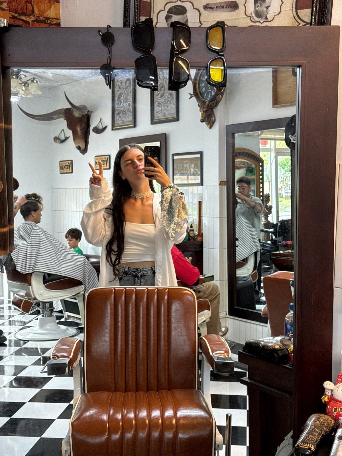 Hanging out at a barbershop in Phan Thiết, Vietnam