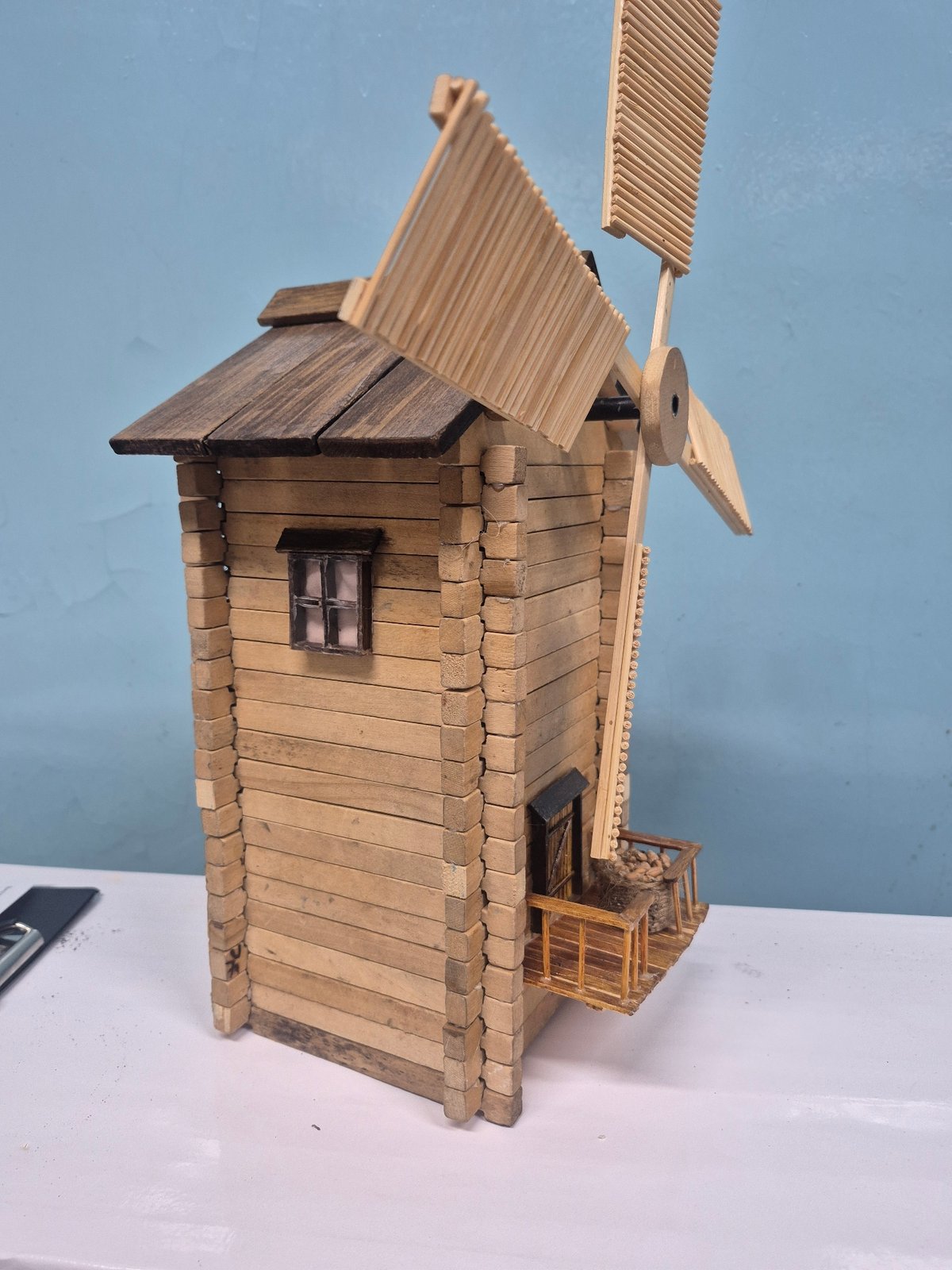 Handmade craft models documented in Russian warehouse facility