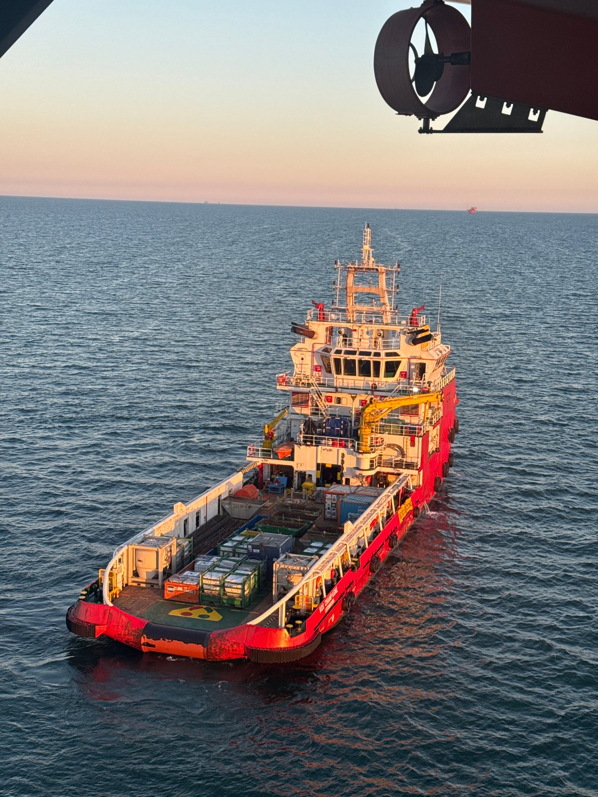 Offshore vessel spotted in Italian waters during golden hour