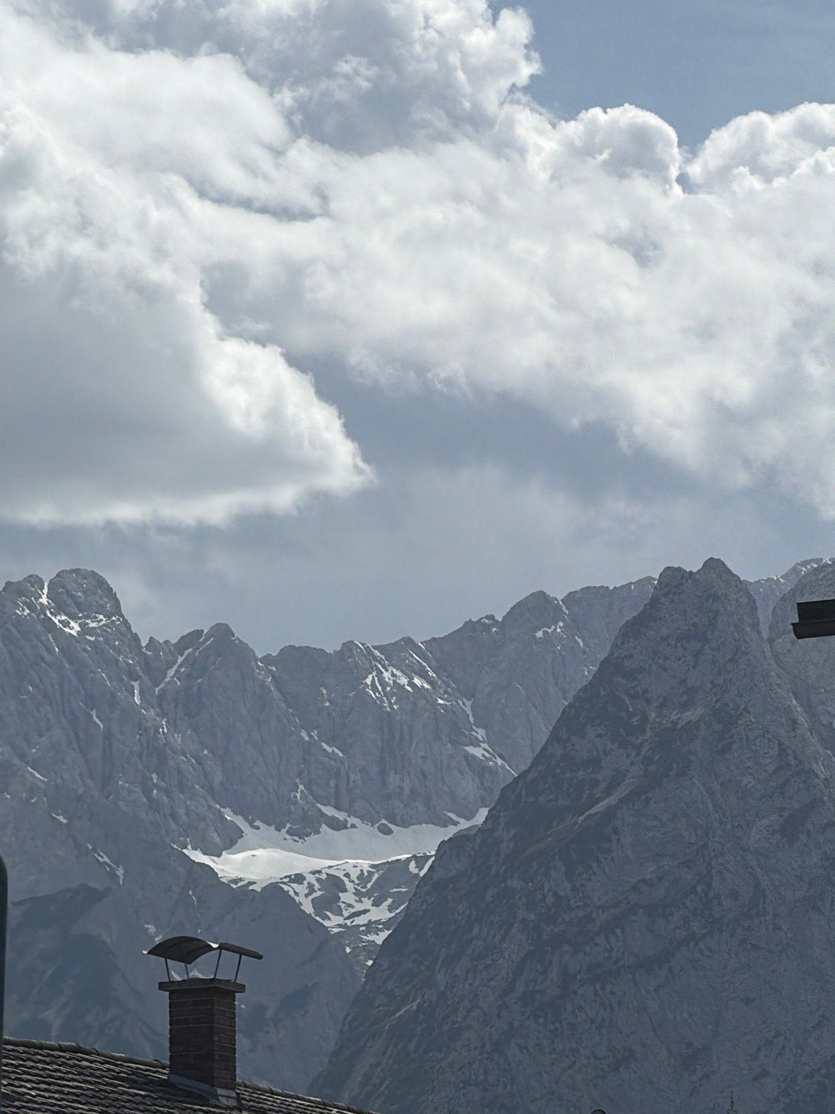 Mountain landscape with snow patches observed in Garmisch-Partenkirchen