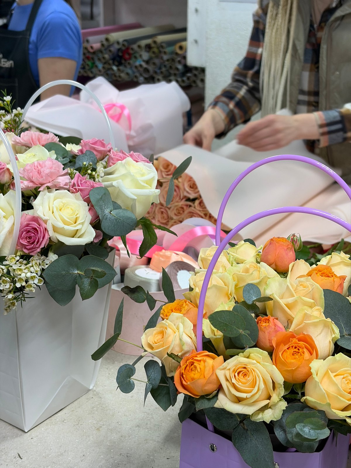 Flower bouquets spotted across Minsk during morning hours