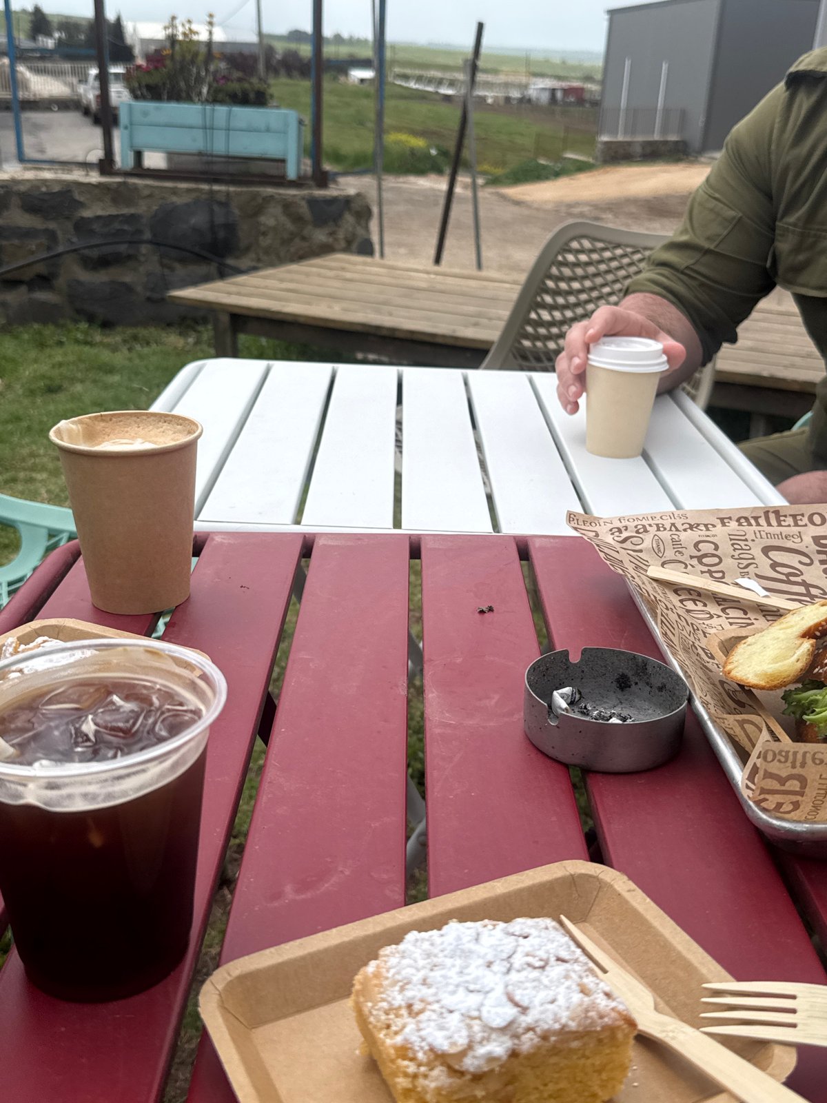 Morning meal enjoyed outdoors near Golan vineyards