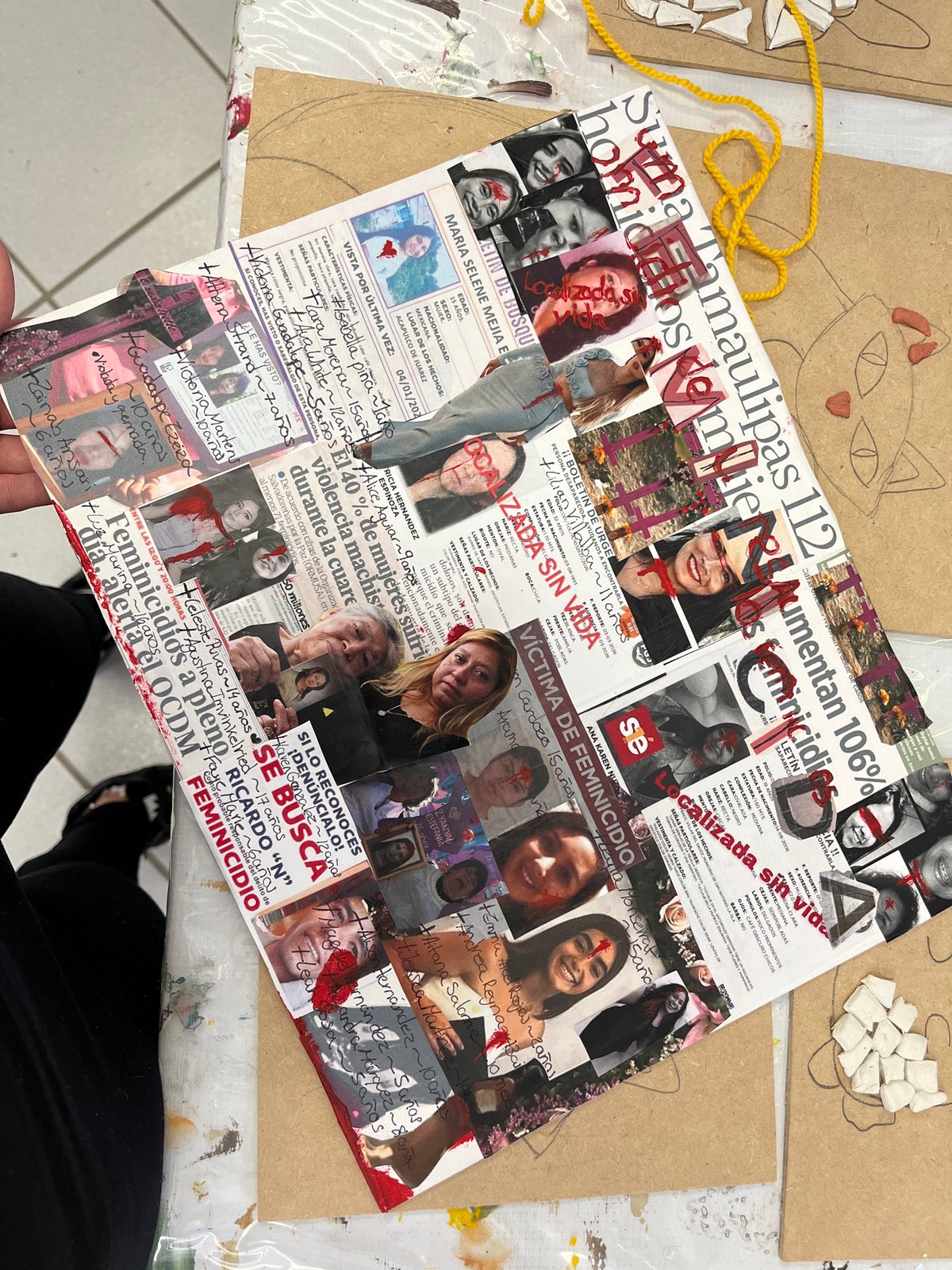 Femicide memorial collage documented in Puebla, Mexico
