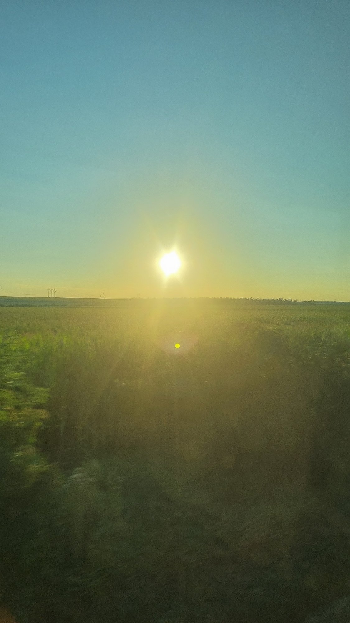 Golden hour over crop fields in rural Romania