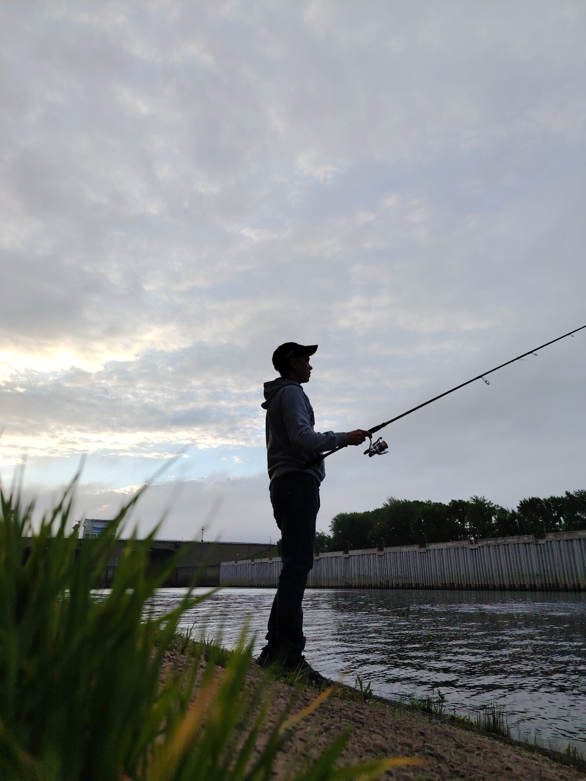 Fishing the Kama River at dawn near Chaikovsky's Votkinsk Dam