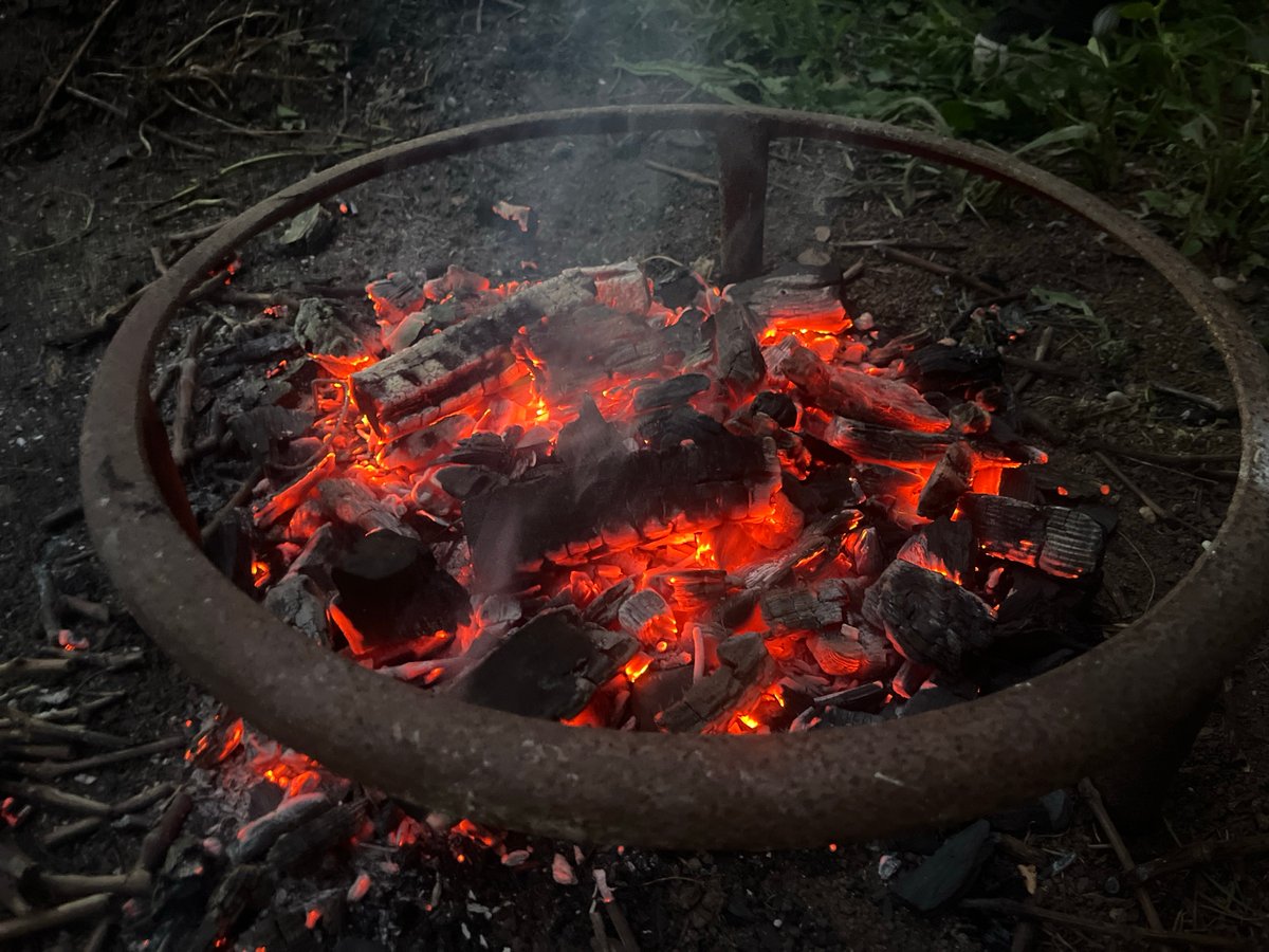 Backyard fire pit cookout stretches into the night