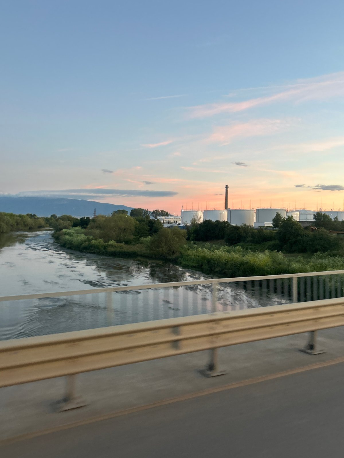 Evening bus journey with passengers, snacks, and sunset views