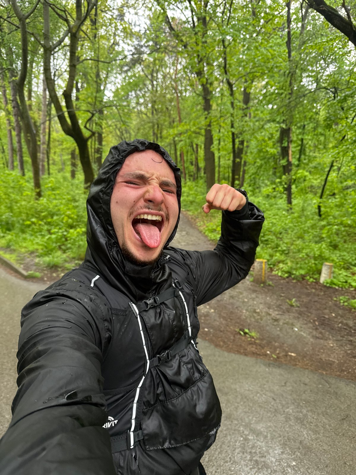 Runner documents 15km achievement in rainy Sofia forest