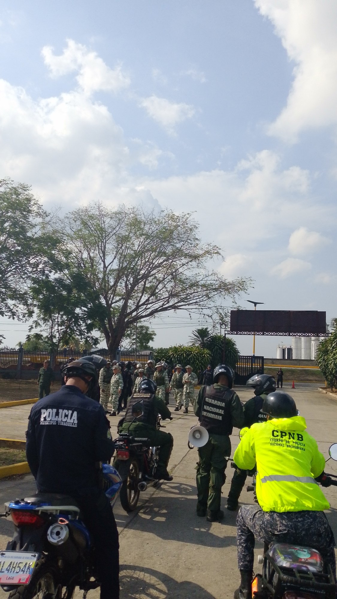Venezuelan Police Gather with Motorcycles Near Tinaquillo Velodrome