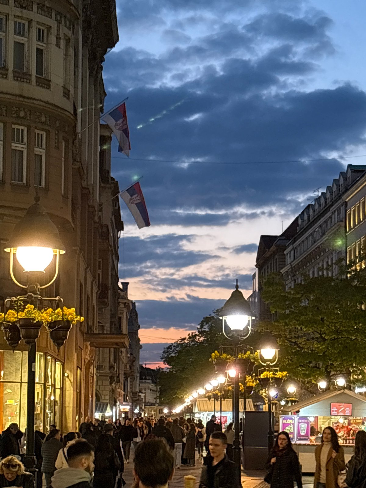 Twilight scenes documented across Belgrade's streets and riverfront