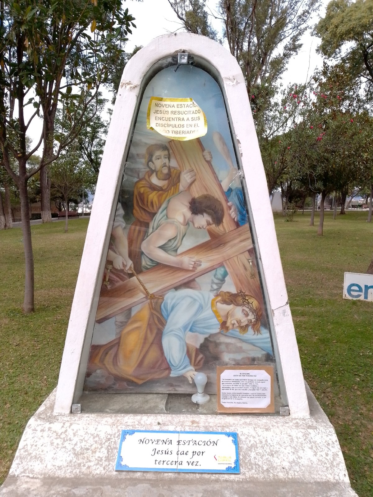 Religious Stations of Cross monuments documented in Tarija park