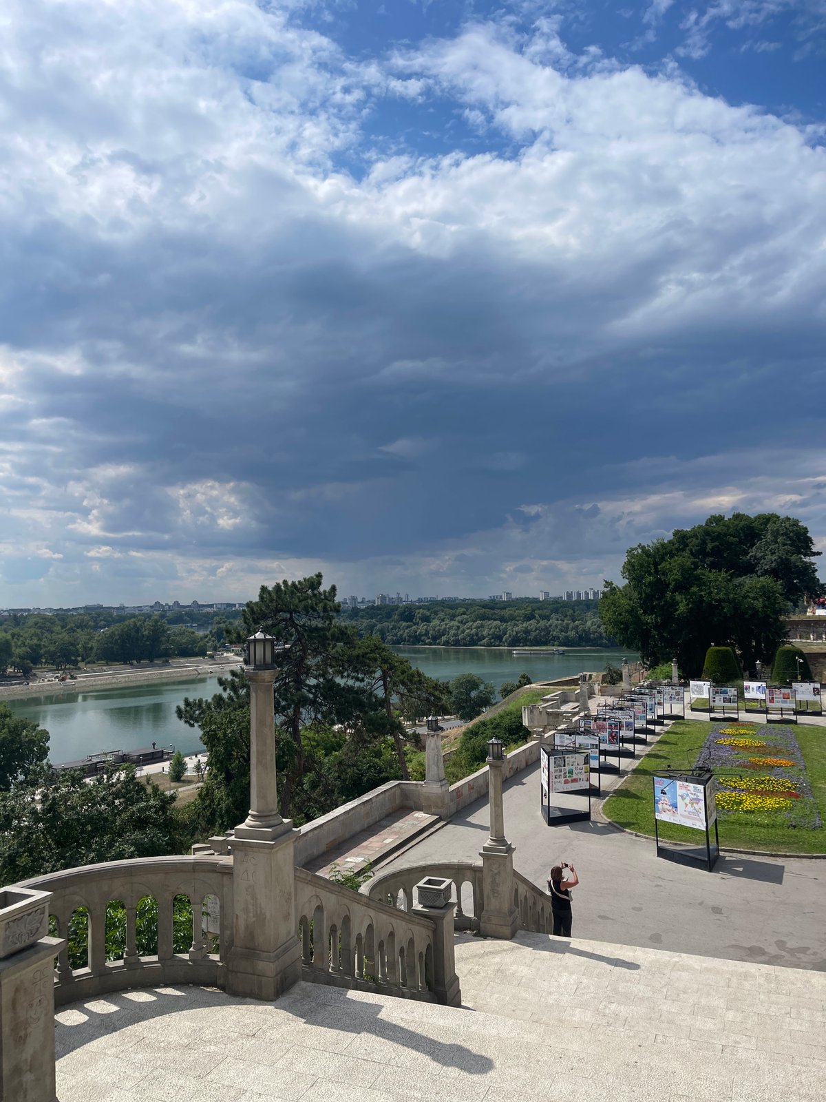 Belgrade skyline under a stormy, patchy sky