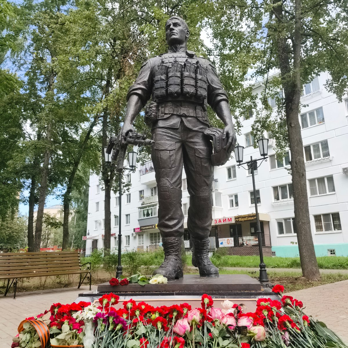 Summer morning in Chaikovsky's public square and streets