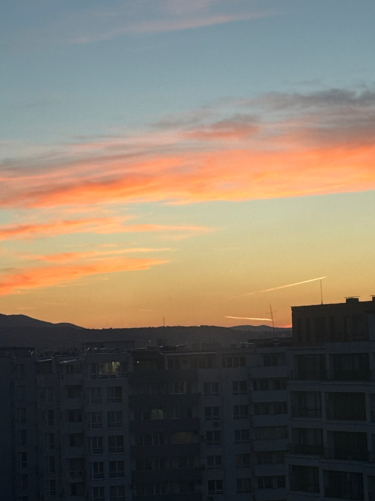 Vibrant sunset observed over Sofia urban landscape Friday evening