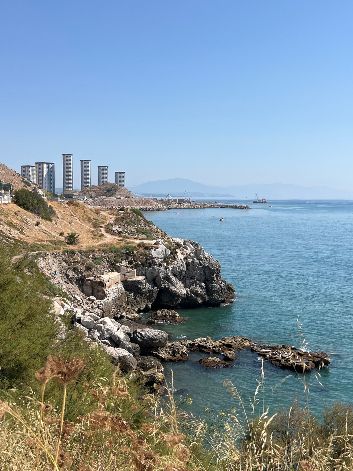 Gibraltar coastline in bloom, Rock and sea in view