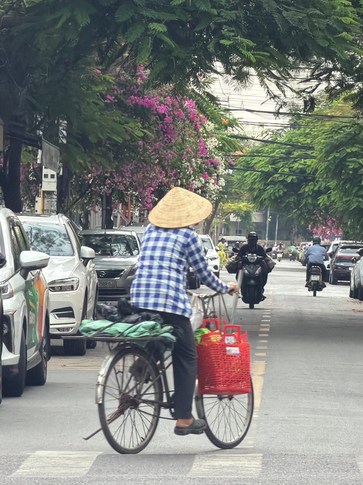 Rainy morning traffic on the streets of Nha Trang