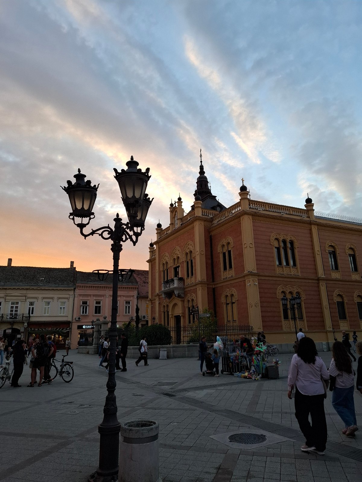 Sunset documented across Novi Sad through multiple vantage points