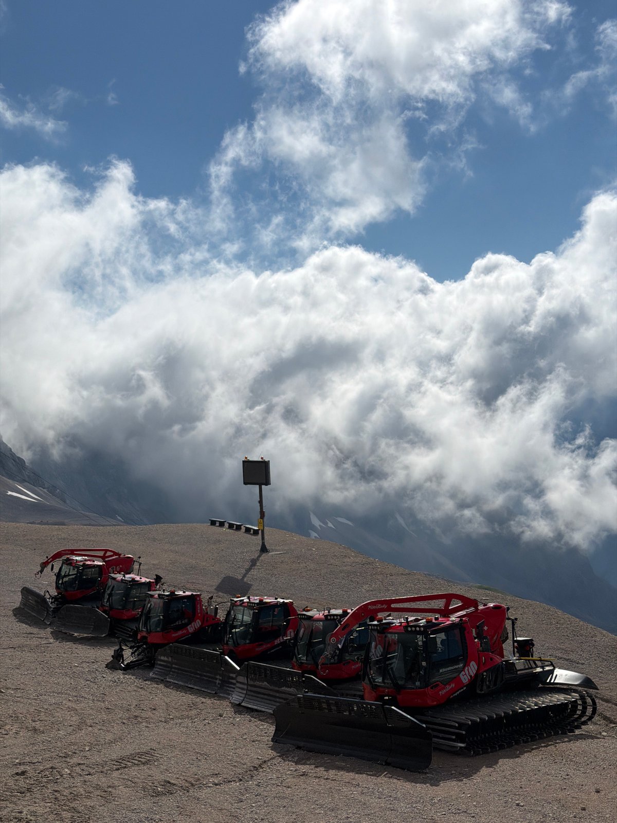 Early morning at Zugspitze: groomers, lifts, and alpine sky