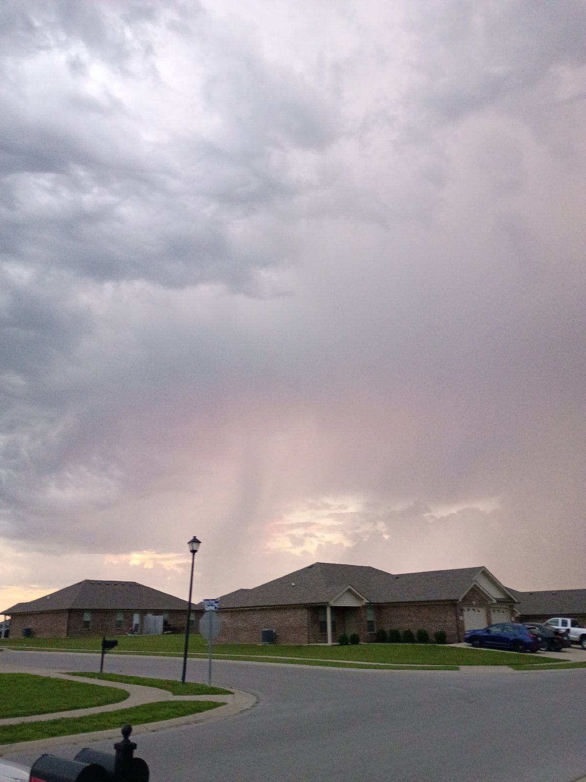 Stormy holiday sky over Richmond, Kentucky neighborhood streets