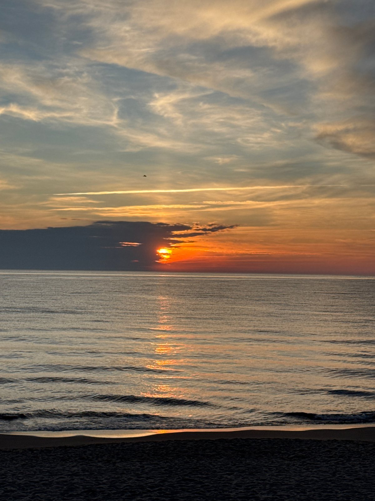 Sunset documented over Baltic Sea at Carnikava beach, Latvia